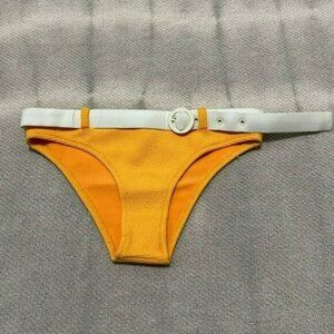 NEW Solid & Striped Orange Swim Bikini Bottom White Belt Size XS NWOT